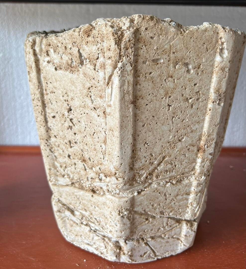 Large Octagon Hypertufa Planter - Handmade Stone Flowerpot . N22002.