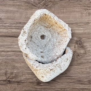 4.5-inch Square Hypertufa Succulent Pot - Natural Stone Planter . N22012.