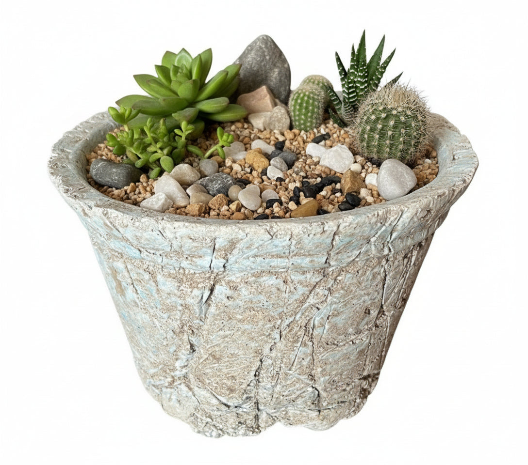 13-inch XL Hypertufa Planter - Large Outdoor Concrete-Look Pot-N22001