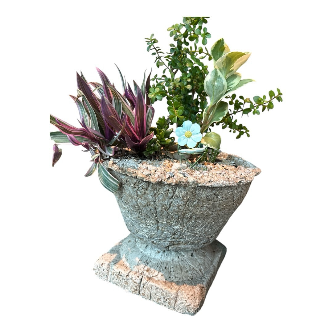 N22003-12" Round Hypertufa Planter with Base
