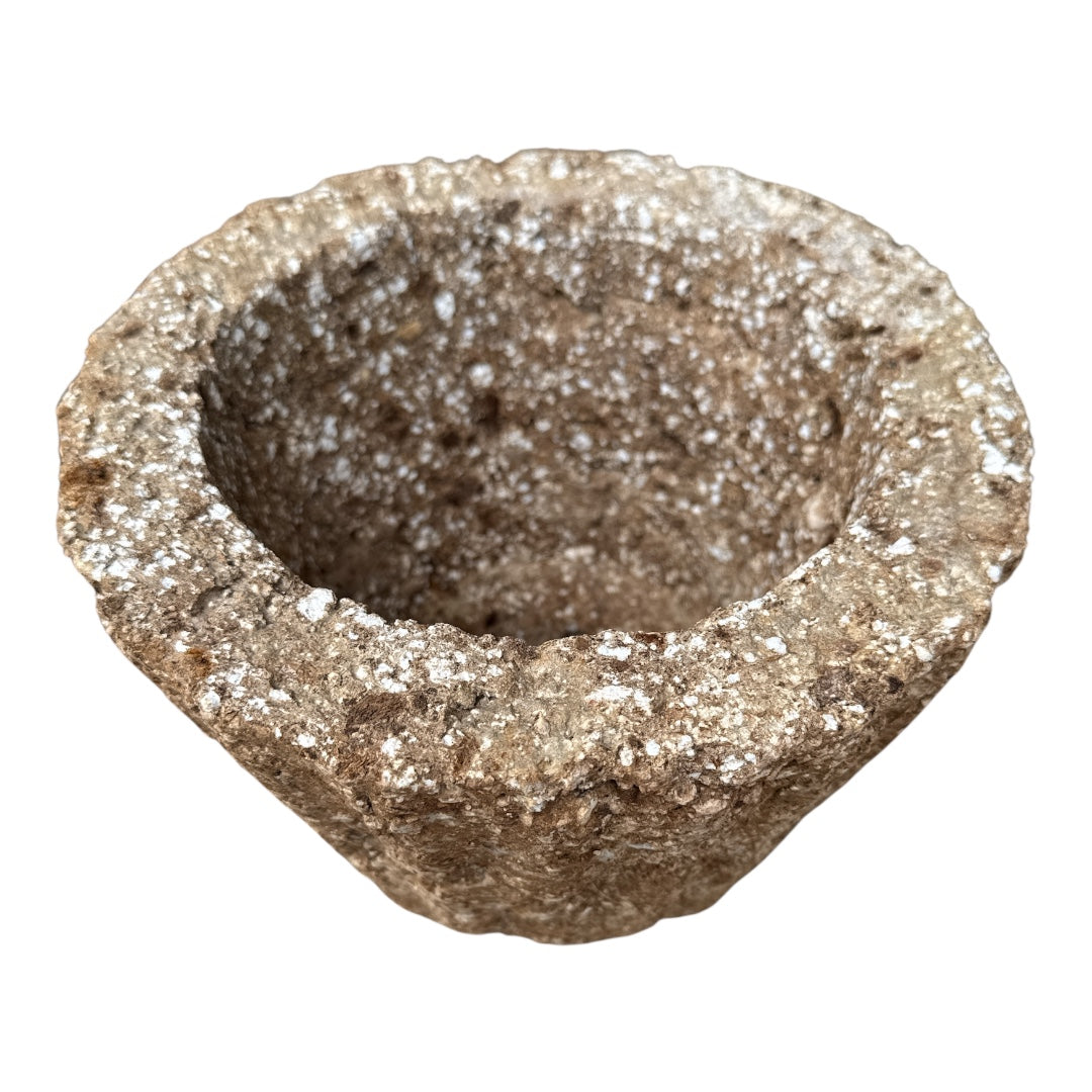 N22007- Round Lightweight Hypertufa Flowerpot - Handmade