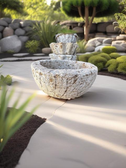 Small Round Succulent Pot - Breathable Hypertufa Stone Planter-N22021